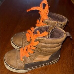 Baby GAP Brown and Orange Boots with Vibrant Laces